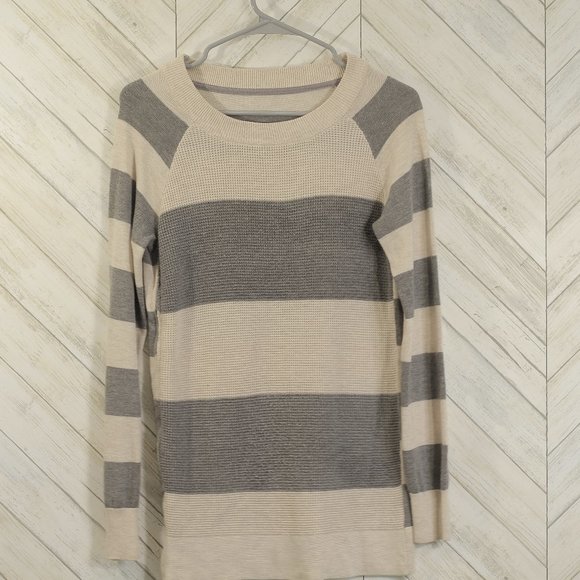 Tops - gray and white striped long sleeve top Size S